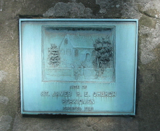 Plaque marking the location of the 1721 stone church